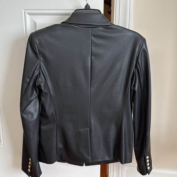 Generation Love black vegan leather blazer with gold buttons. - Picture 2 of 2